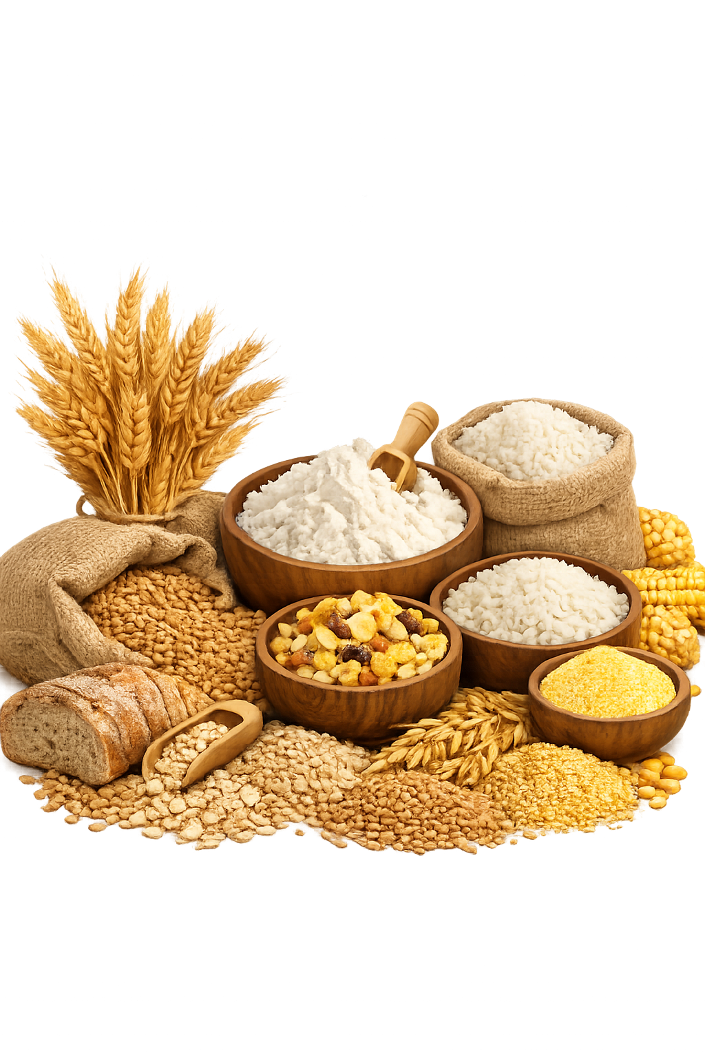 Grain and cereal processing machines and industrial conveyors