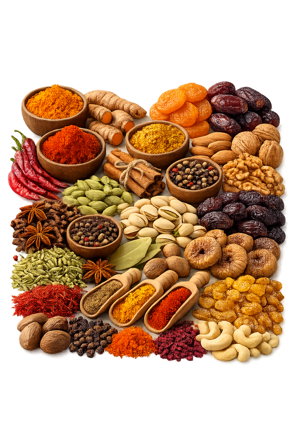 Spices and dry fruits processing machines and conveying systems