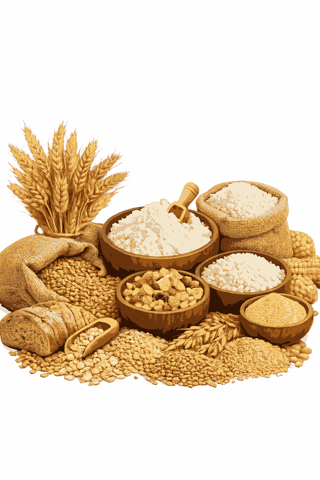 Grain and cereal processing machines and industrial conveyors