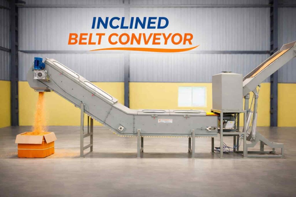 Inclined Belt Conveyor with Bag Tilter Manufacturer India
