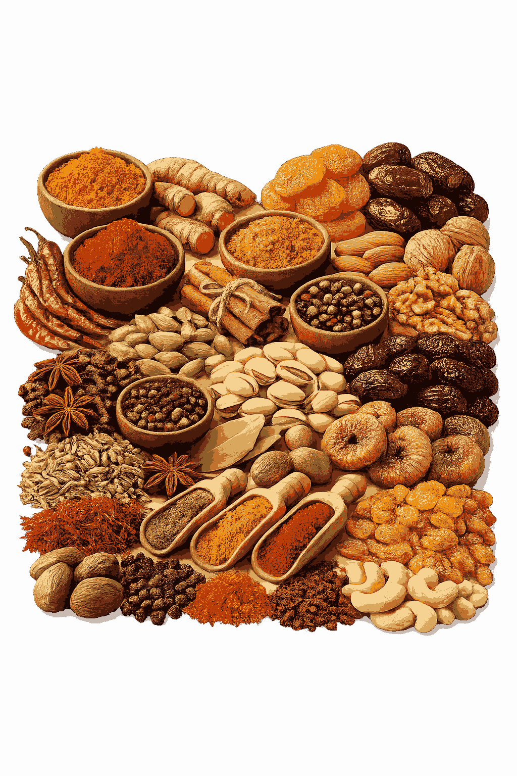 Spices and dry fruits processing machines and conveying systems