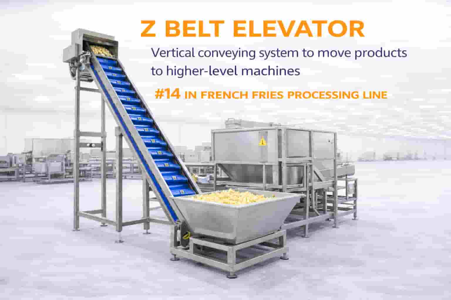 Belt Elevator in french fries processing line