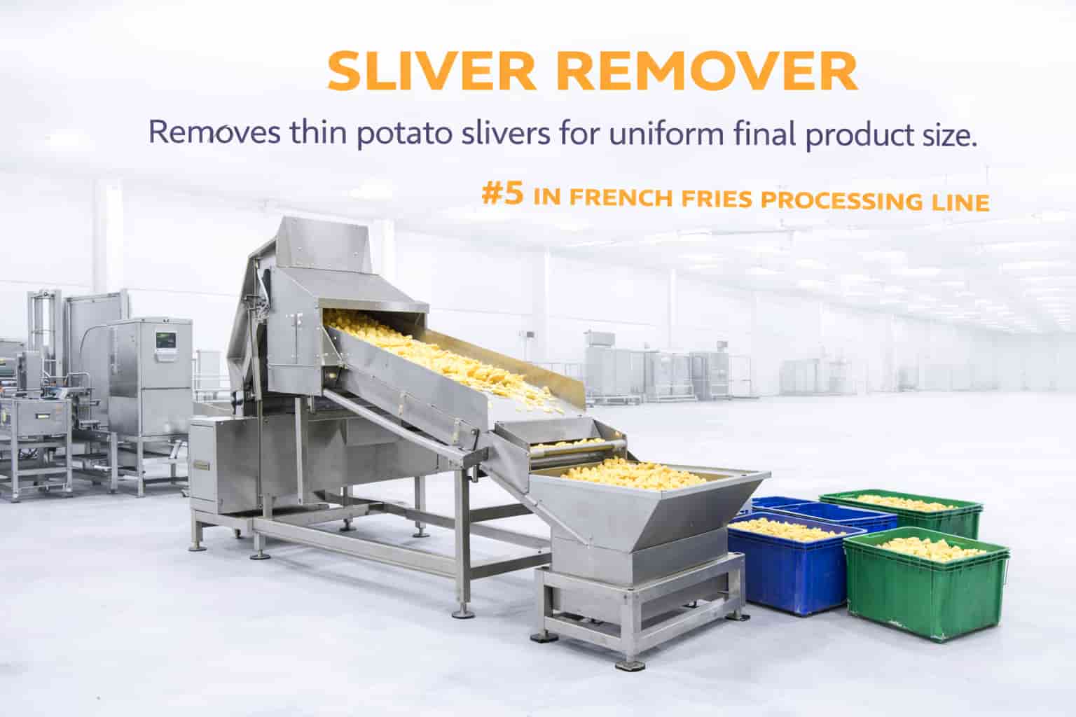 Sliver remover french fries processing line