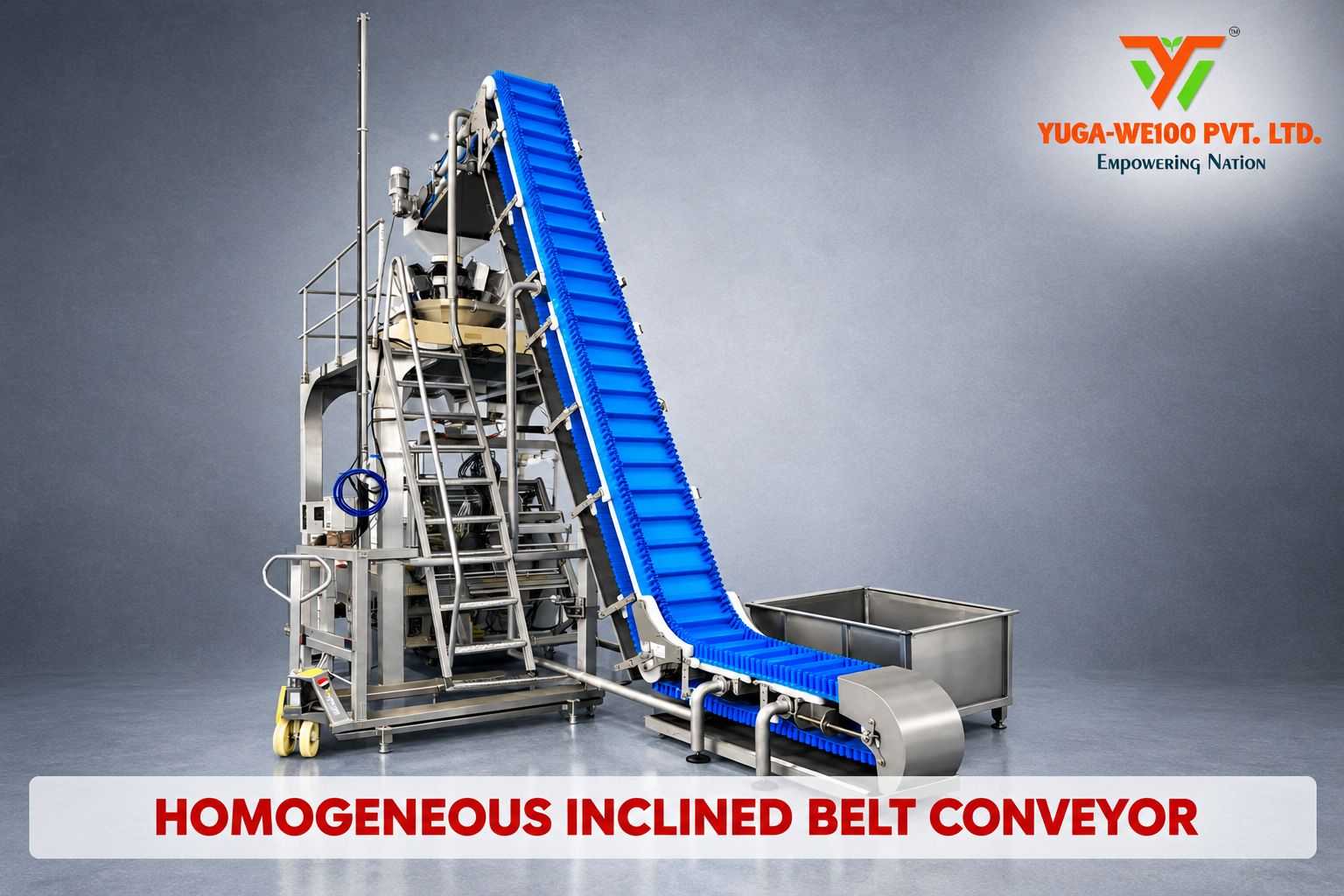 Homogeneous Inclined Belt Conveyor Yugawe100 India For Food Processing