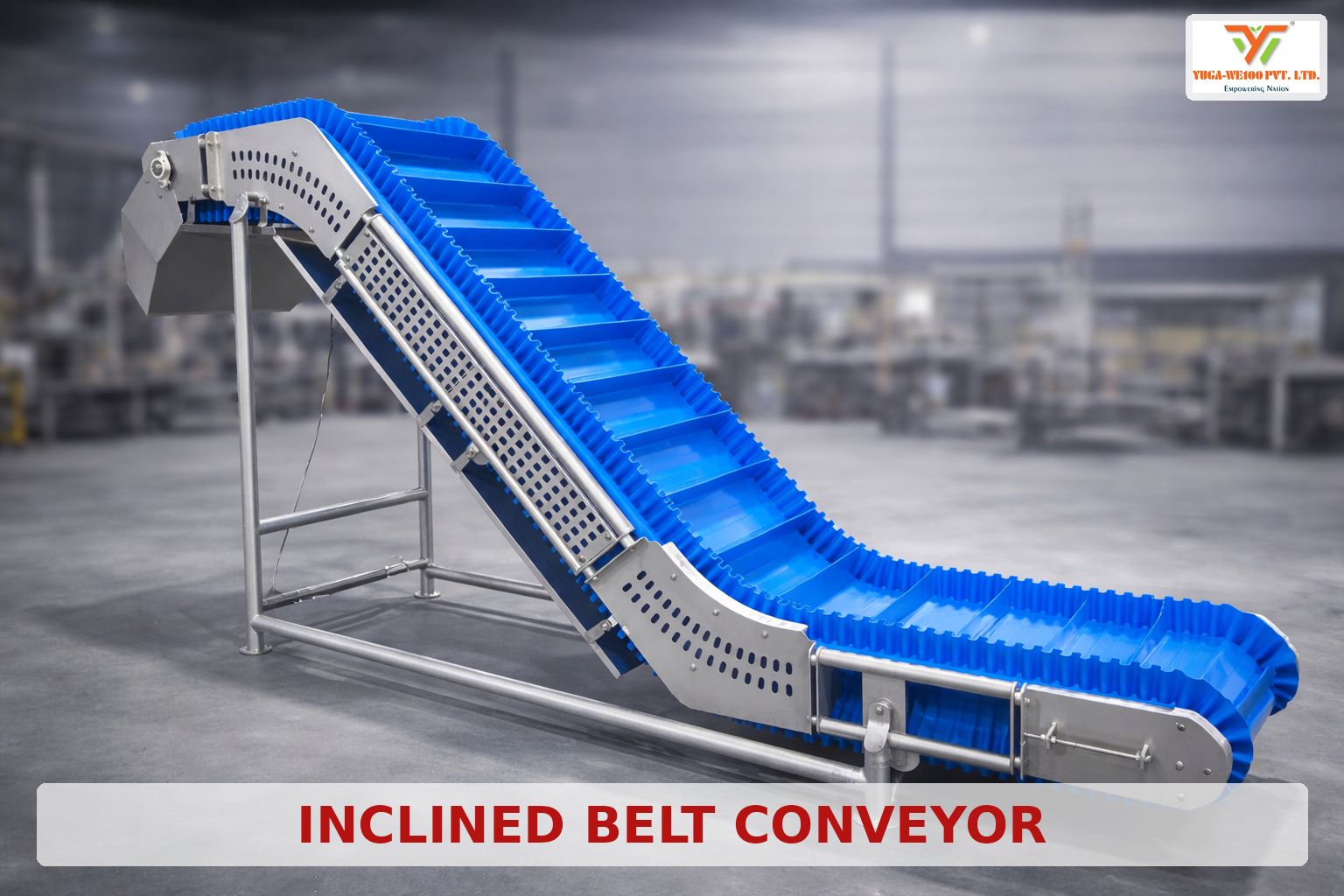 Inclined Belt Conveyor Yugawe100 India For Food Processing