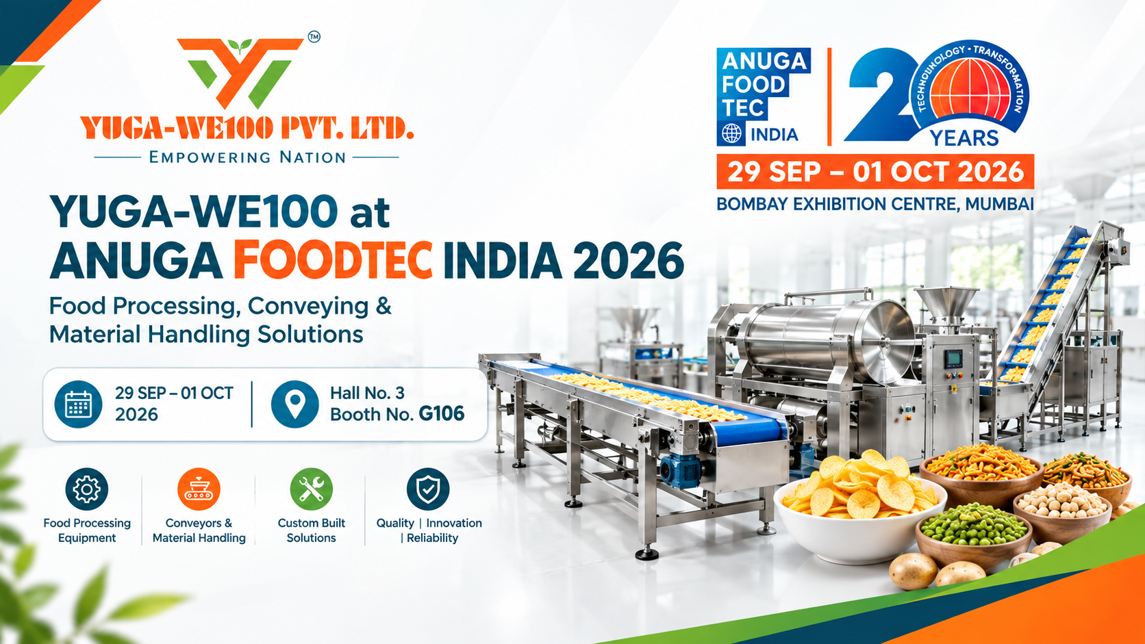 YUGA-WE100 at Anuga FoodTec India 2026 | Food Processing & Conveying Solutions