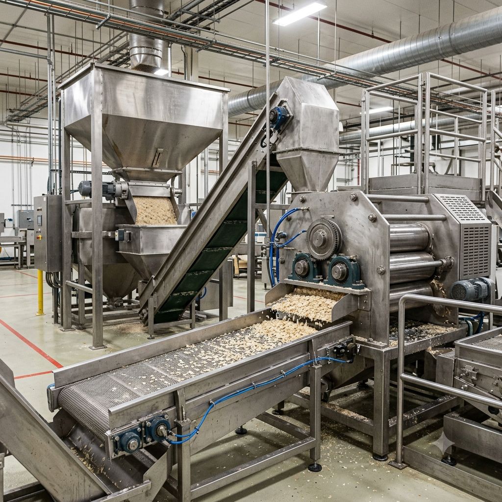Rice flakes processing line