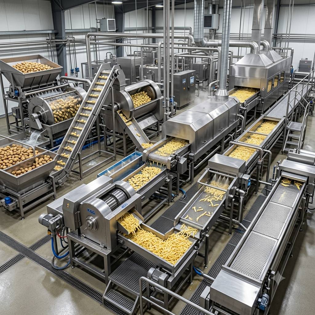 French fries processing line